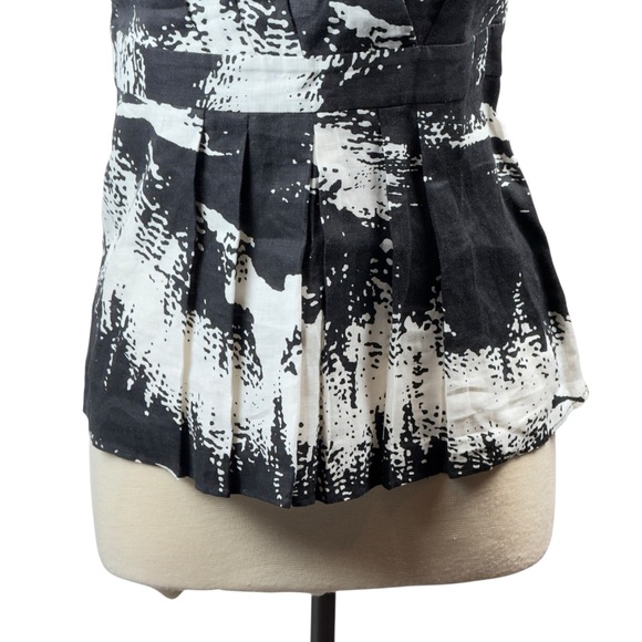 Grace Elements Sz 10 Linen Asymmetrical Black and White Sleeveless‎ Tank - Picture 2 of 7